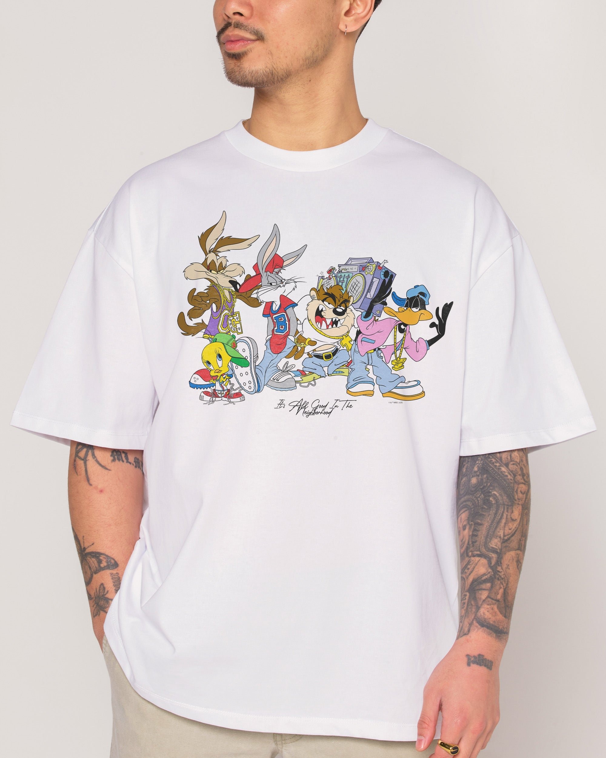 Looney Tunes It's All Good in the Neighborhood Oversized Graphic Tee Unisex 100% Cotton