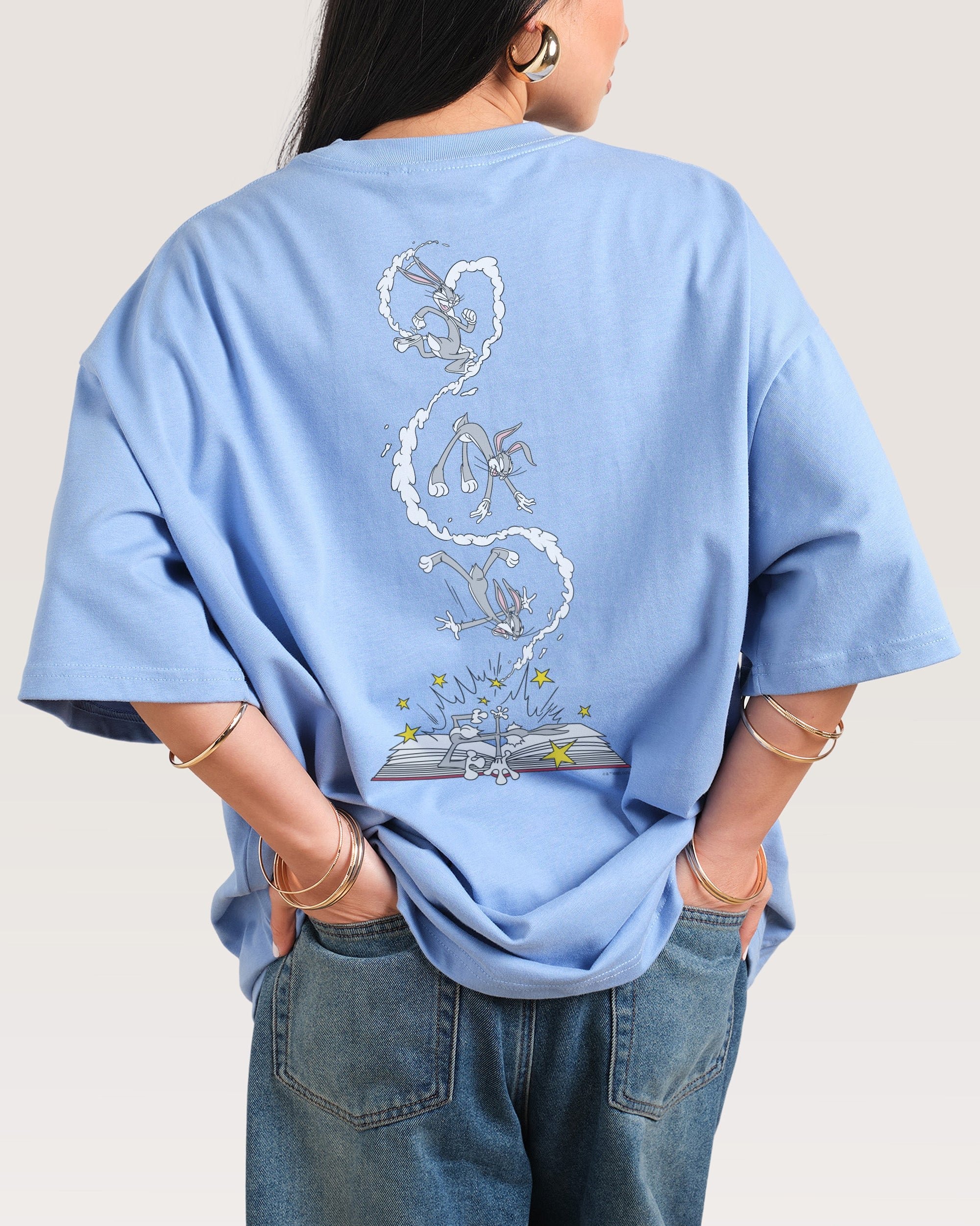 Bugs Bunny Book Crash Oversized Unisex T-Shirt Looney Tunes Graphic Tee 100% Cotton