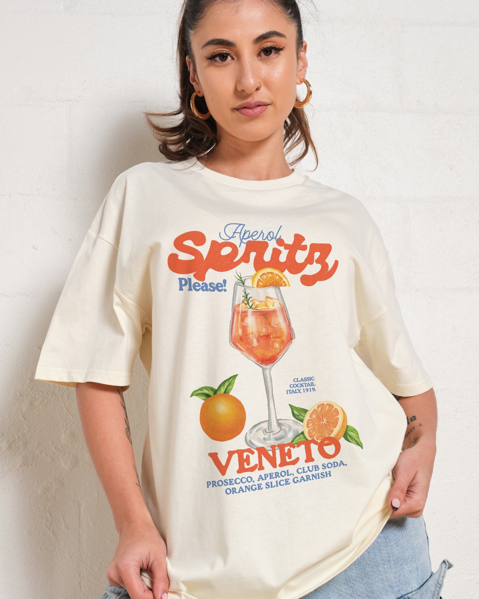 Aperol Spritz Please! Oversized Graphic Tee - Threadheads 90s Boxy Fit Unisex Cotton T-Shirt