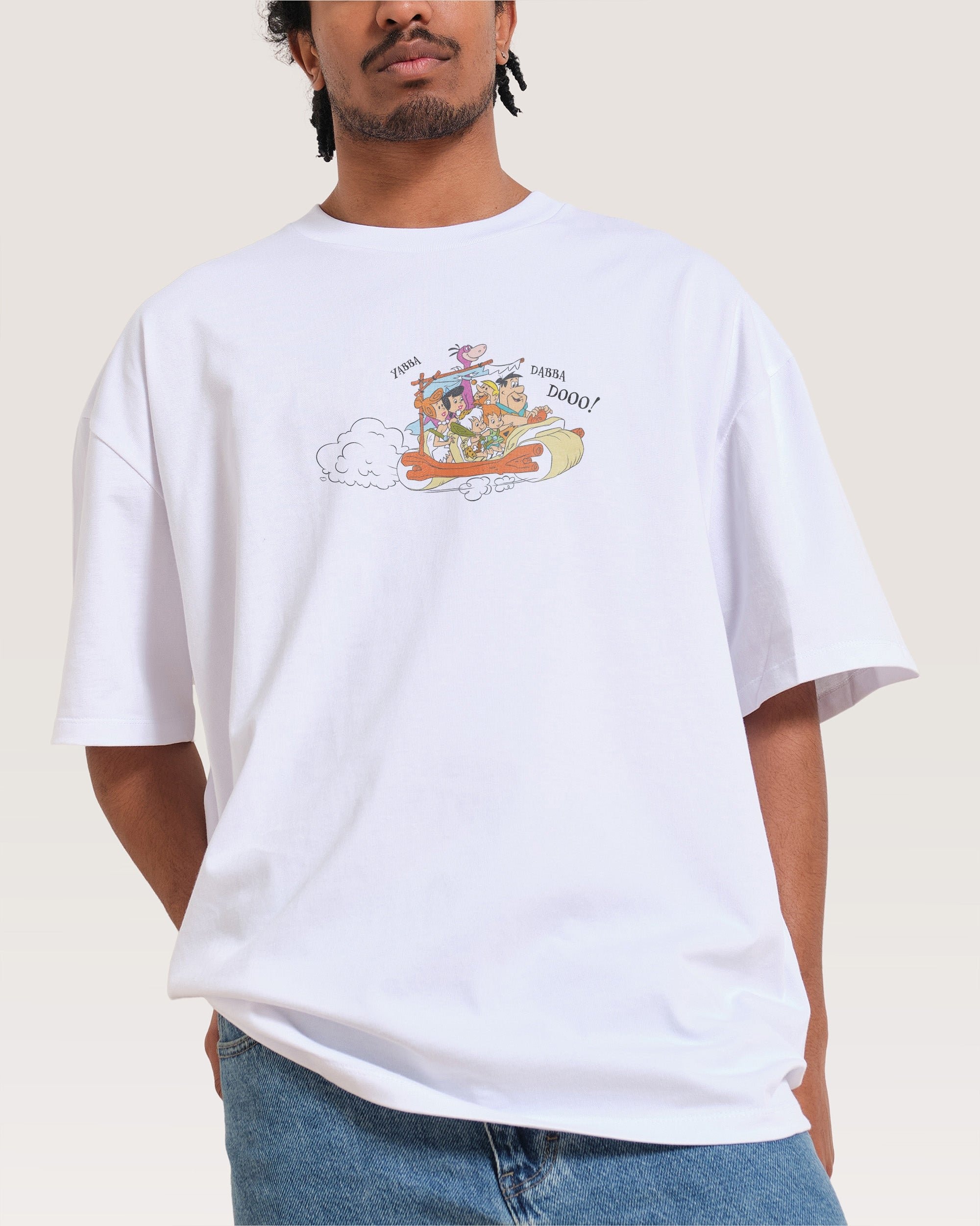 Bedrock Crash Oversized Graphic Tee - The Flintstones Collab Unisex 100% Combed Cotton