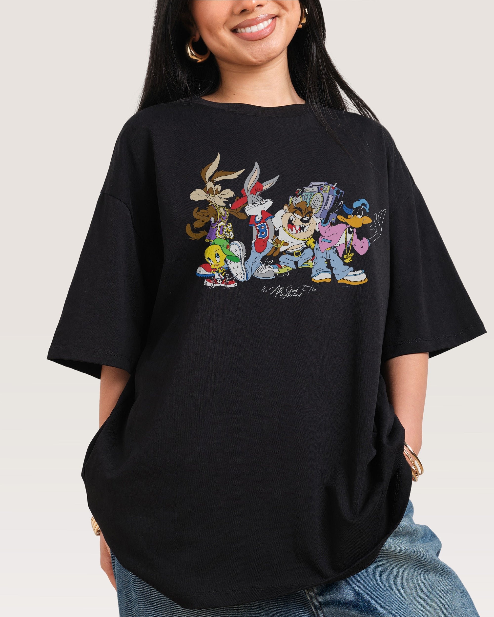 Looney Tunes It's All Good in the Neighborhood Oversized Graphic Tee Unisex 100% Cotton