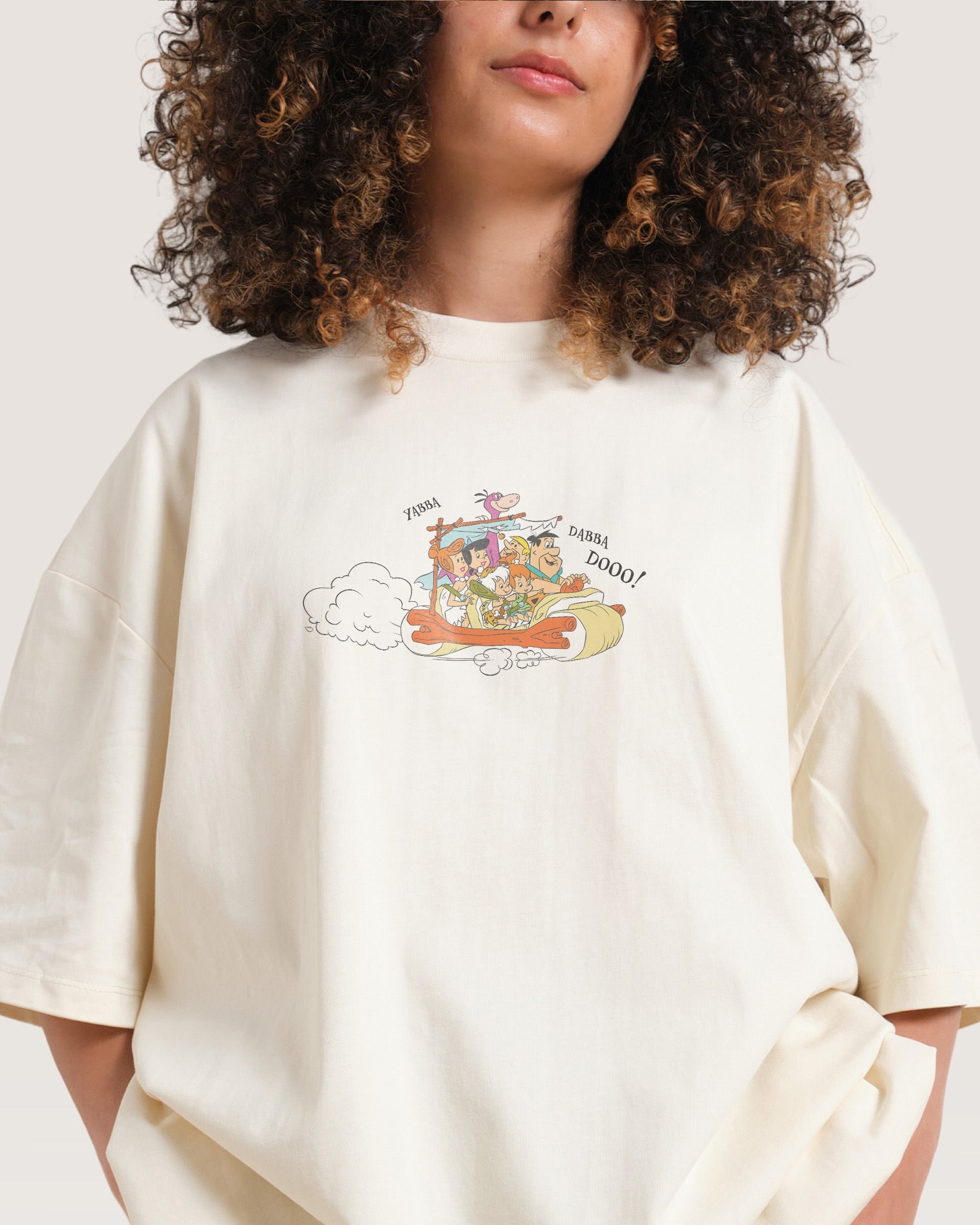 Bedrock Crash Oversized Graphic Tee - The Flintstones Collab Unisex 100% Combed Cotton