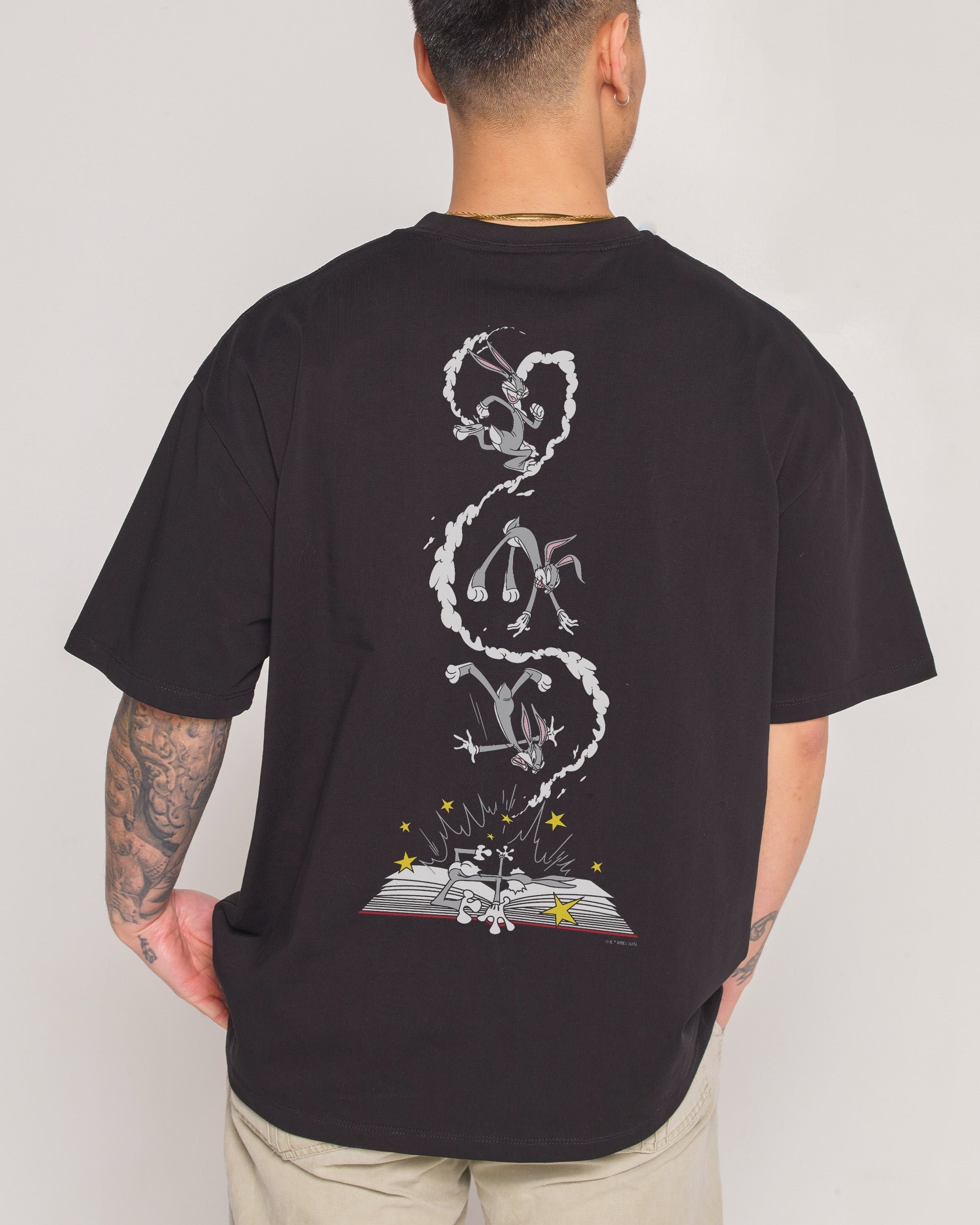 Bugs Bunny Book Crash Oversized Unisex T-Shirt Looney Tunes Graphic Tee 100% Cotton