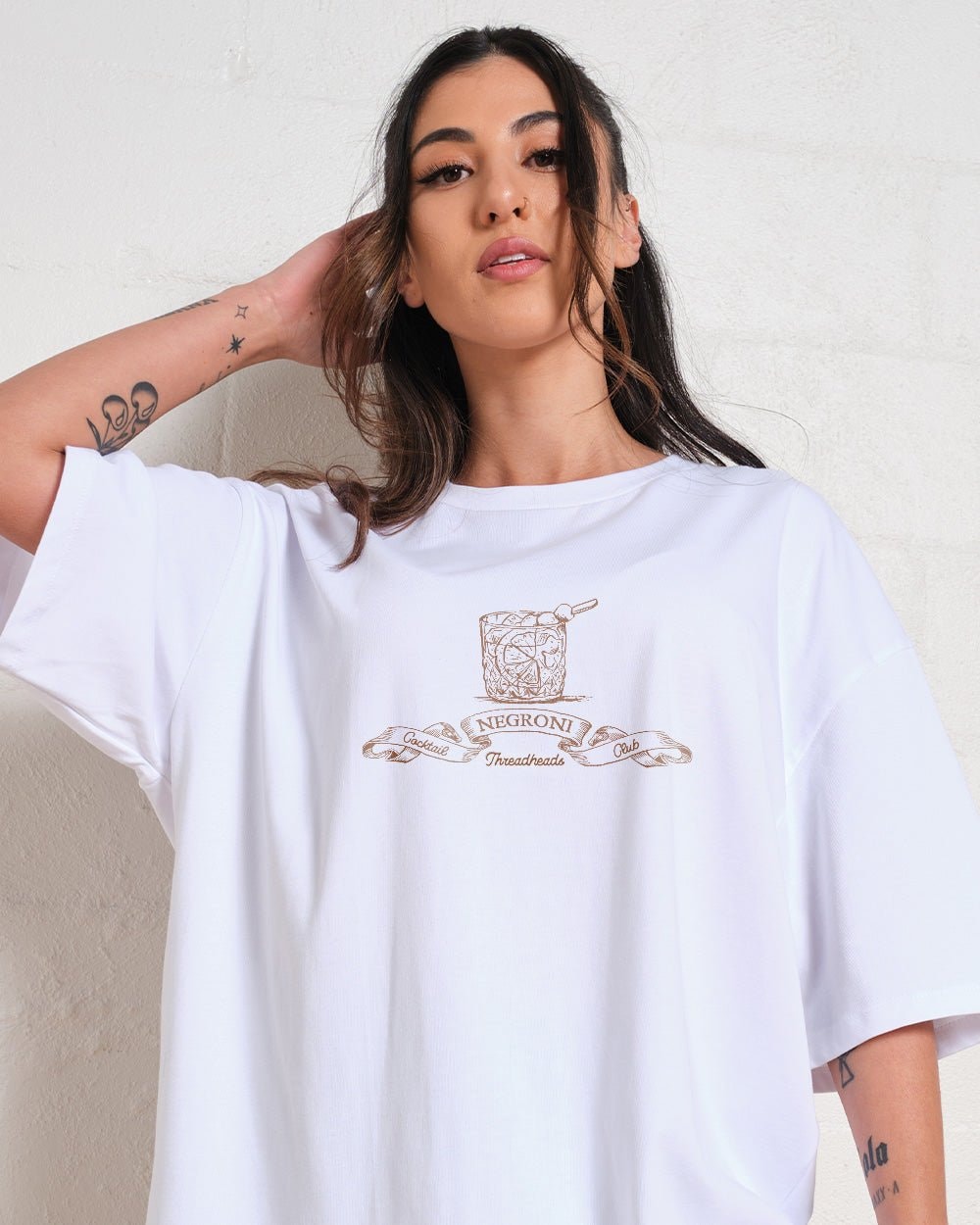 Negroni Cocktail Club Oversized Graphic Tee Unisex 90s Boxy Fit 100% Combed Cotton
