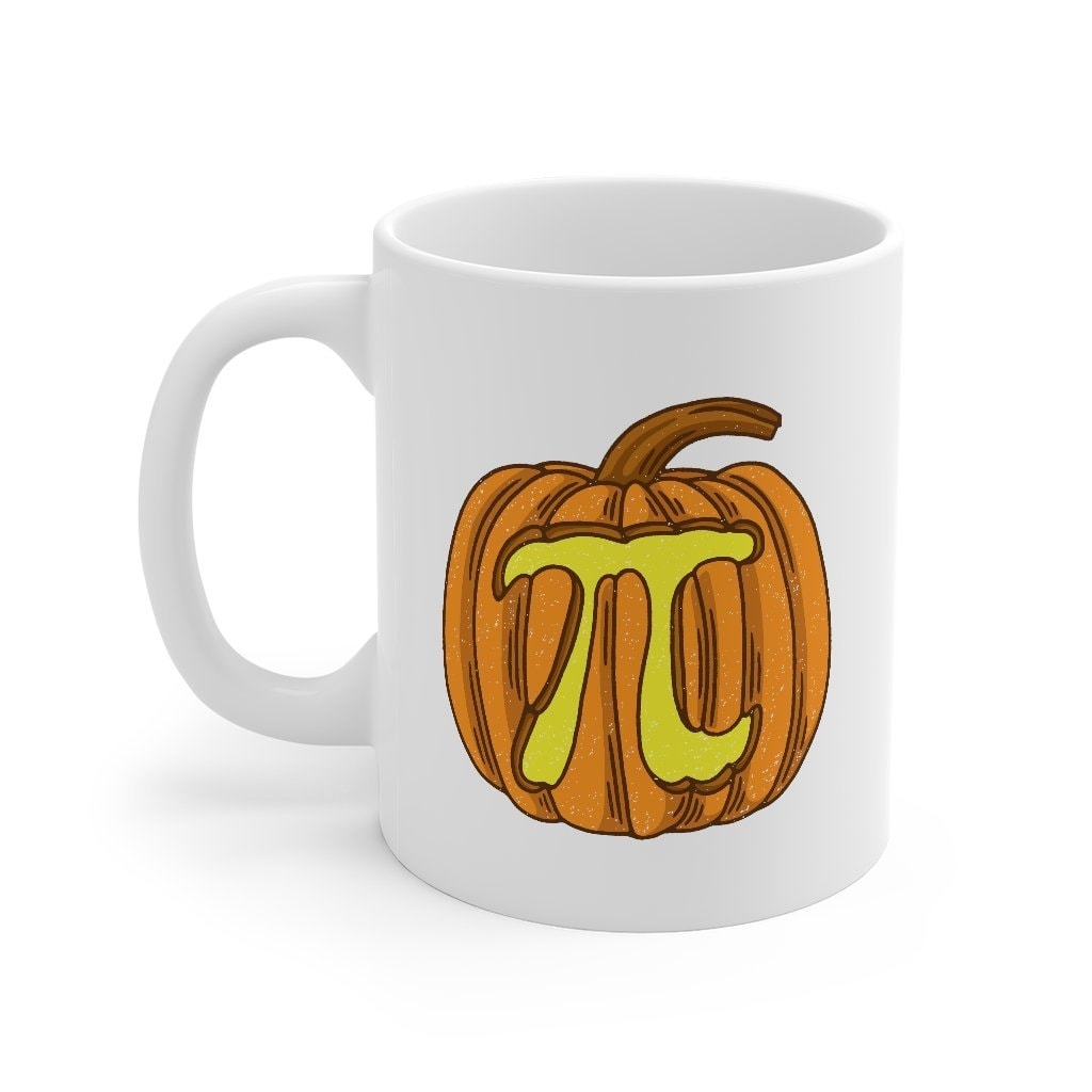 Pumpkin Pi Coffee Mug - White Ceramic Pi Jack-o-Lantern Mug