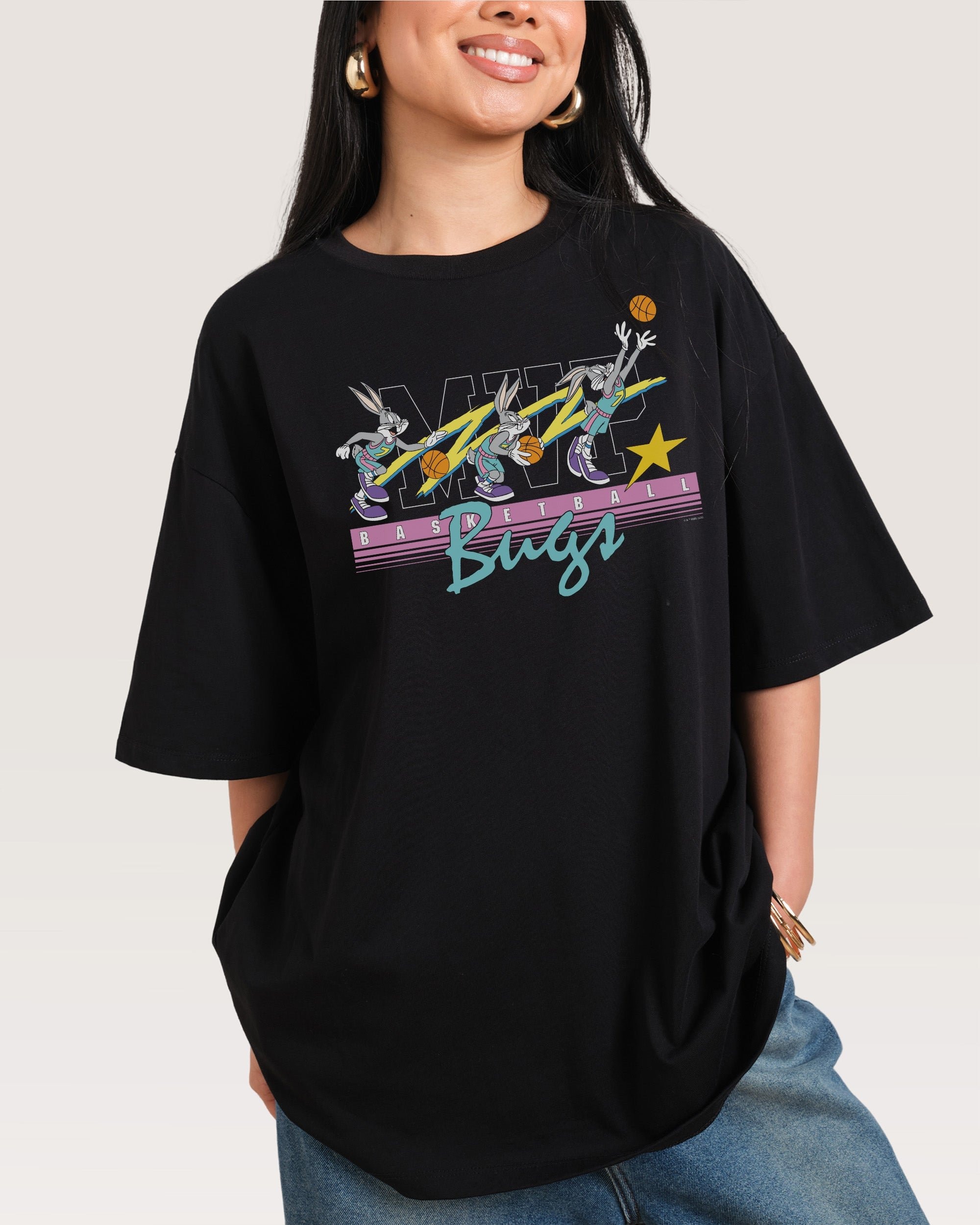 Basket Bugs Oversized Looney Tunes Graphic Tee Unisex 100% Combed Cotton Heavyweight 275gsm
