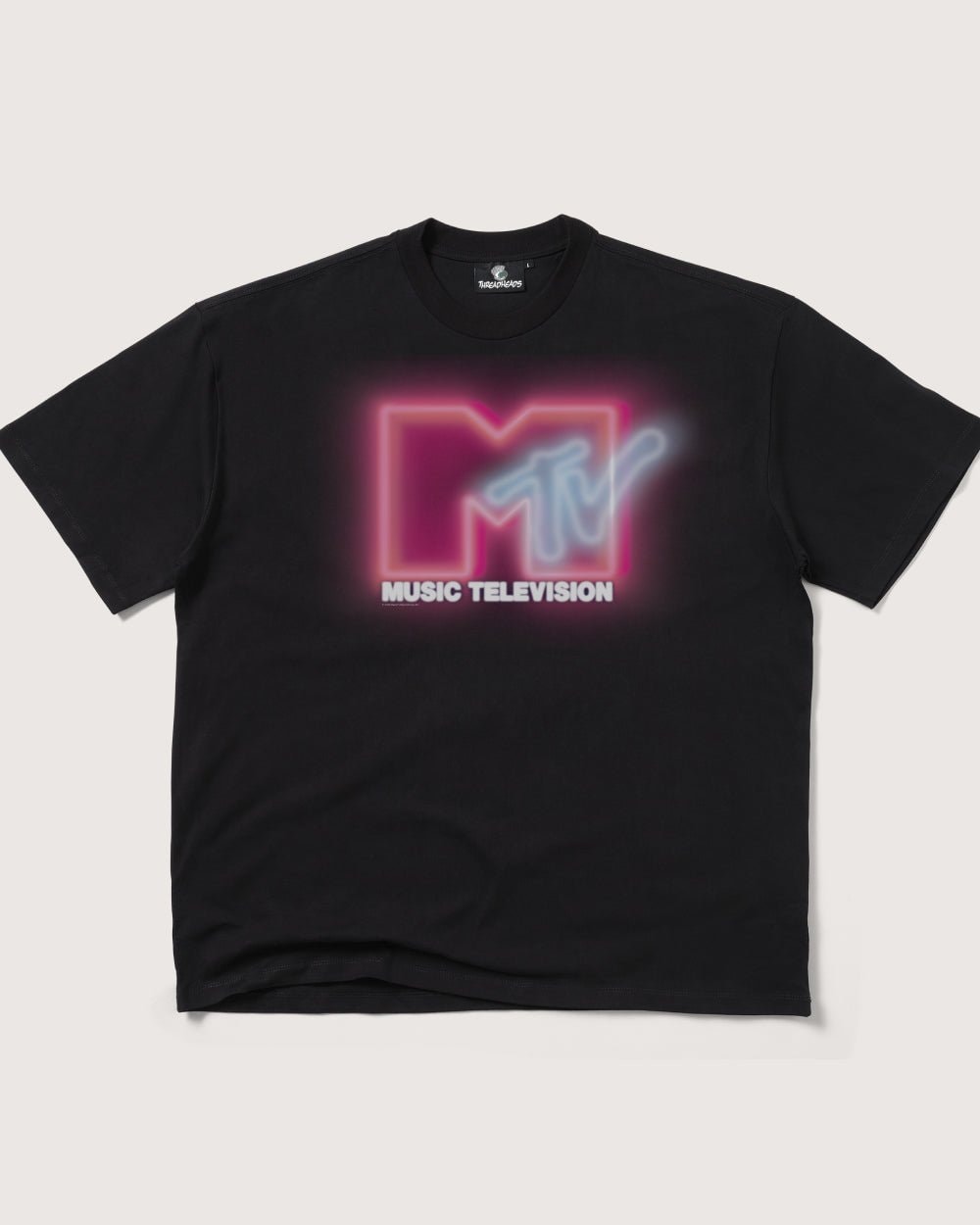 Neon MTV Logo Oversized T-Shirt - 90s Graphic Tee, Heavyweight 100% Combed Cotton Unisex