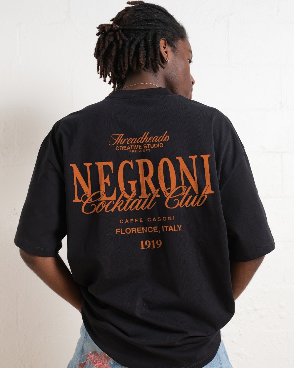 Negroni Cocktail Club Oversized Graphic Tee Unisex 90s Boxy Fit 100% Combed Cotton
