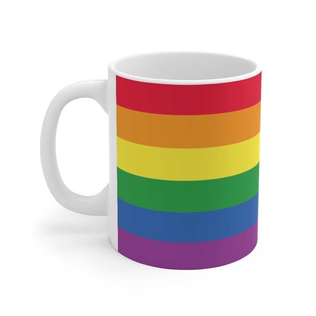 Rainbow Pride Coffee Mug - White Ceramic Mug for Hot Beverages