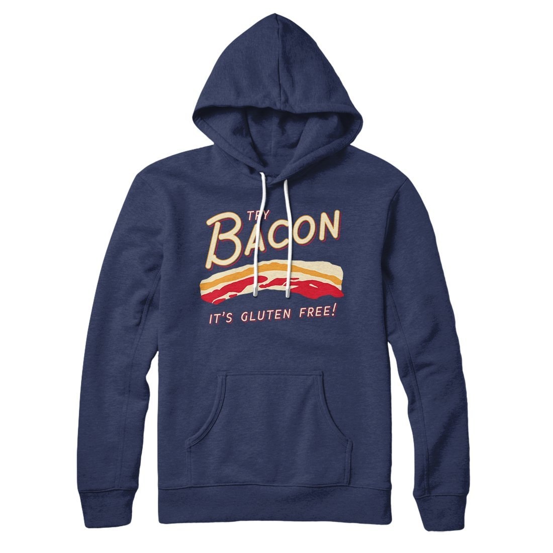 Try Bacon Unisex Cotton Polyester Pullover Hoodie with Kangaroo Pocket