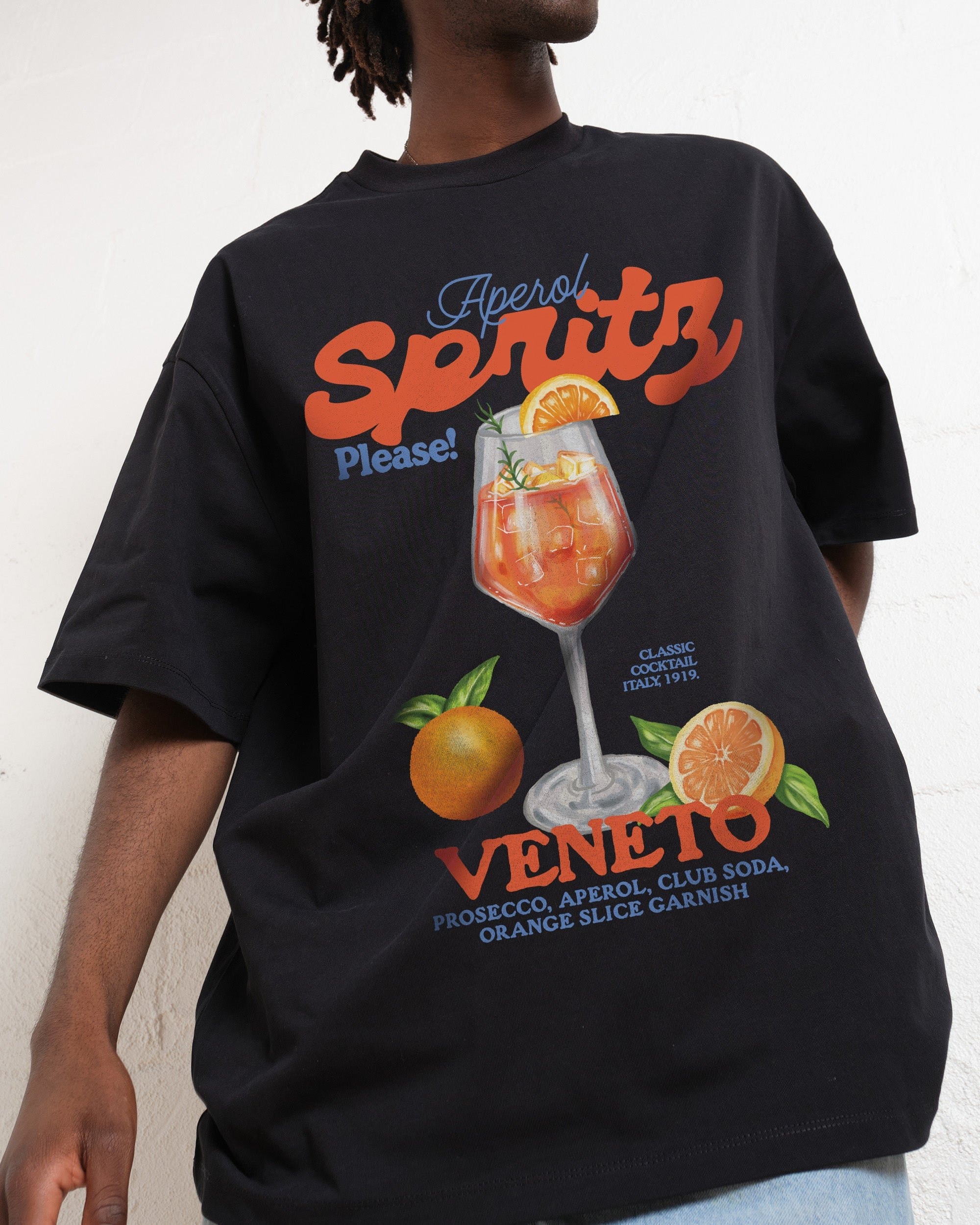Aperol Spritz Please! Oversized Graphic Tee - Threadheads 90s Boxy Fit Unisex Cotton T-Shirt