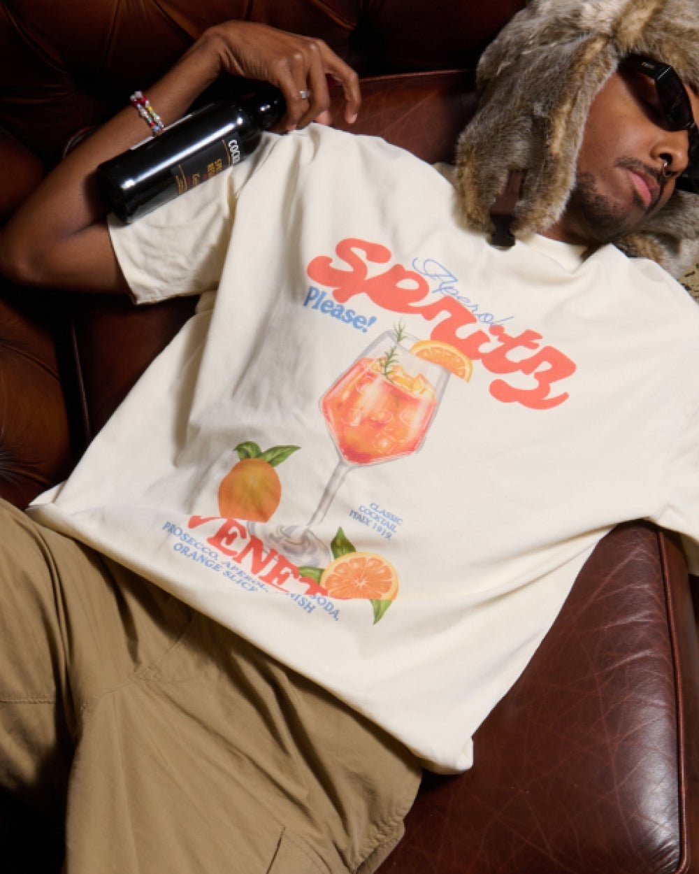 Aperol Spritz Please! Oversized Graphic Tee - Threadheads 90s Boxy Fit Unisex Cotton T-Shirt