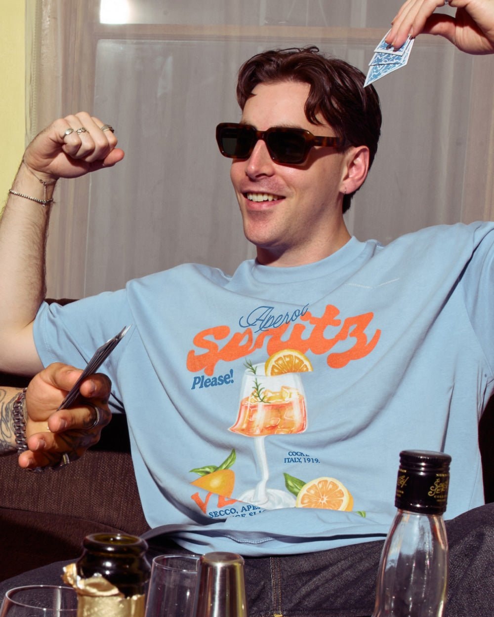 Aperol Spritz Please! Oversized Graphic Tee - Threadheads 90s Boxy Fit Unisex Cotton T-Shirt