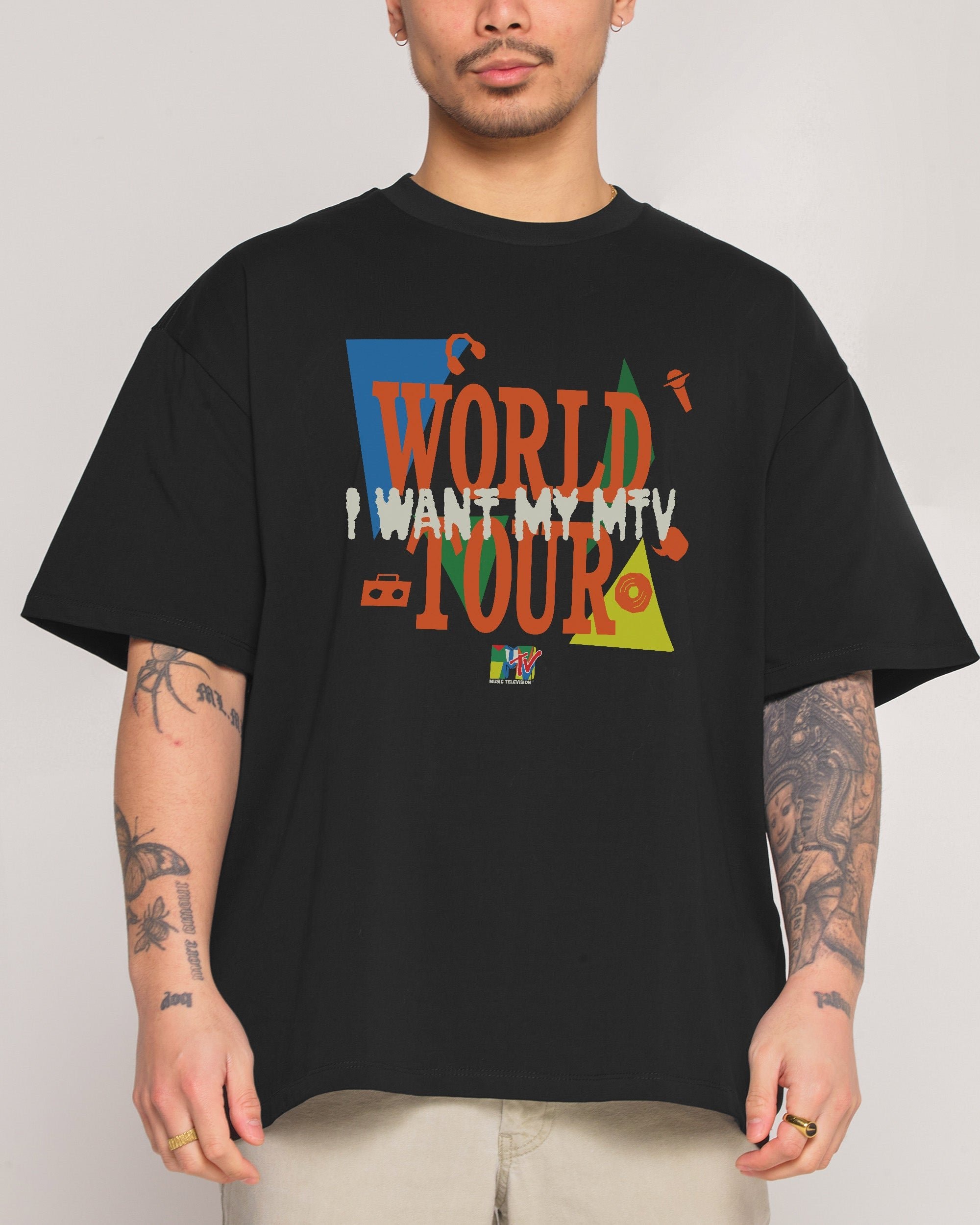 MTV World Tour Oversized Graphic T-Shirt Unisex 90s Boxy Fit 100% Combed Cotton