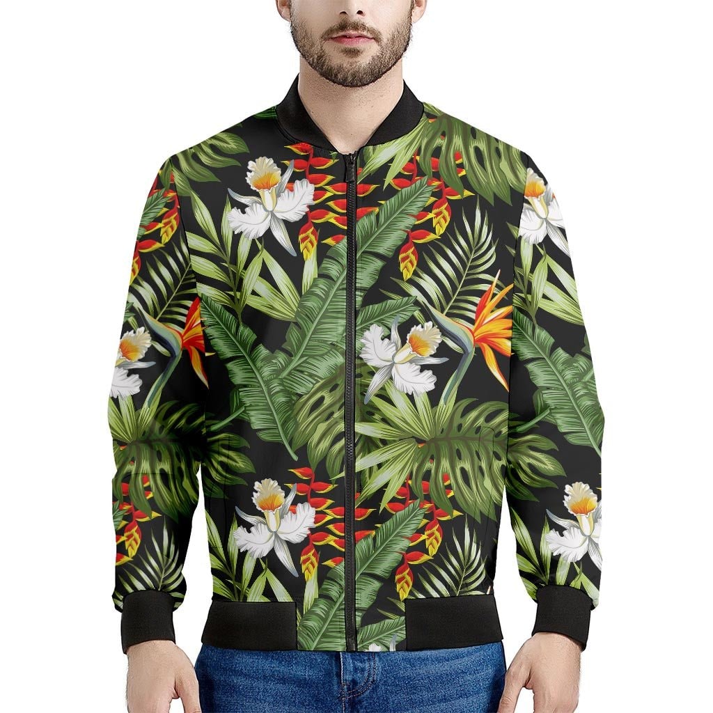 Hawaii Tropical Plants Pattern Print Men's Bomber Jacket