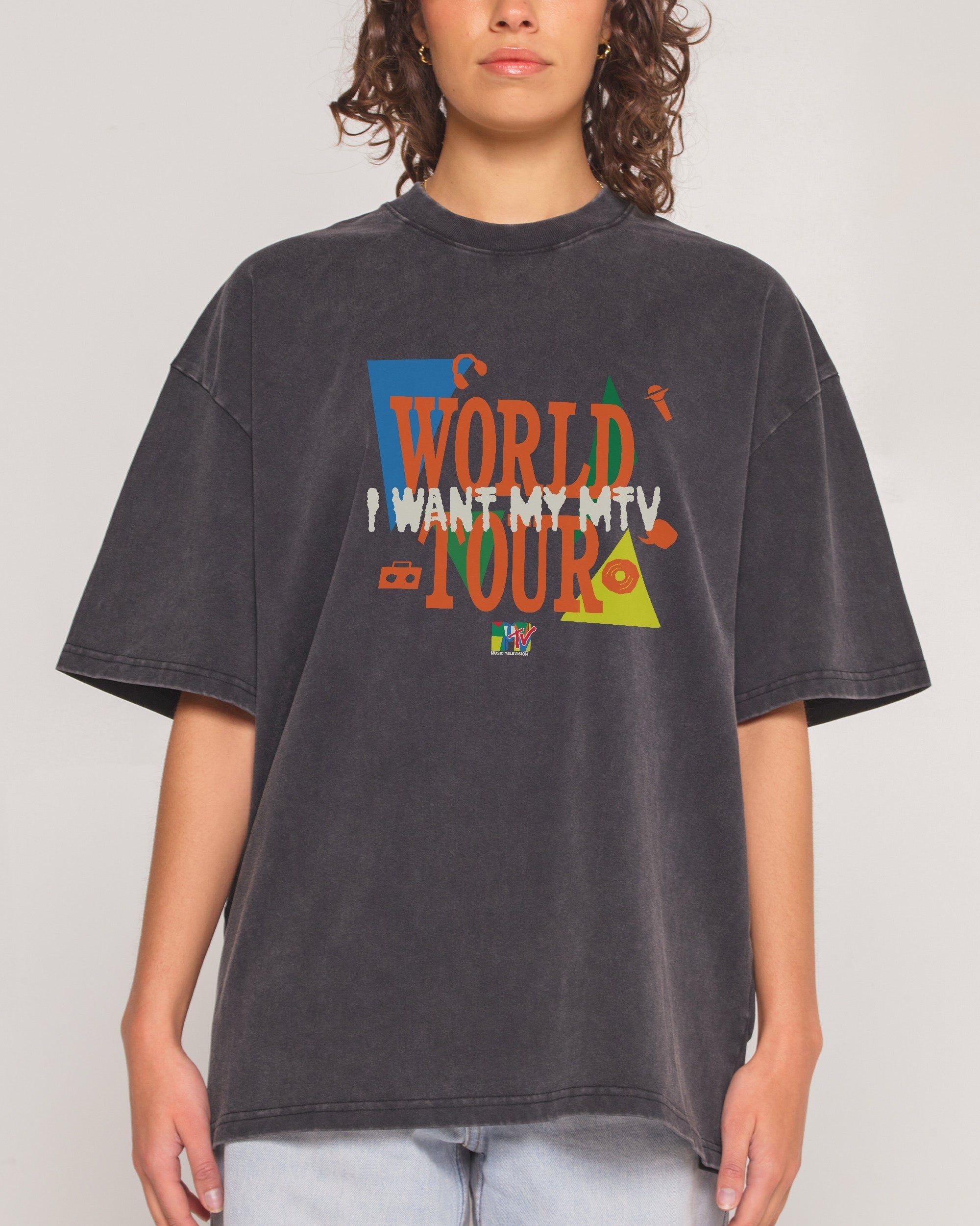 MTV World Tour Oversized Graphic T-Shirt Unisex 90s Boxy Fit 100% Combed Cotton
