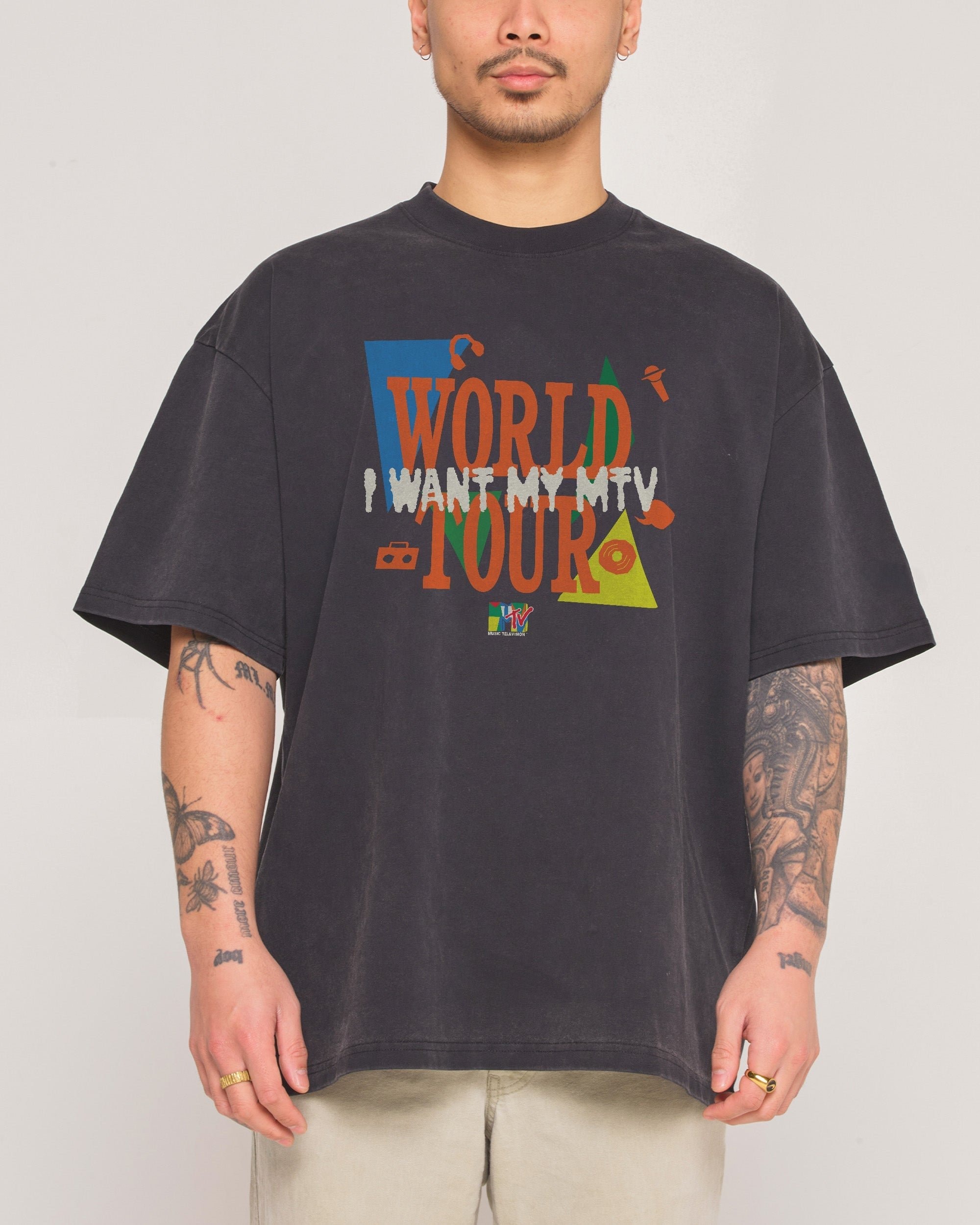 MTV World Tour Oversized Graphic T-Shirt Unisex 90s Boxy Fit 100% Combed Cotton