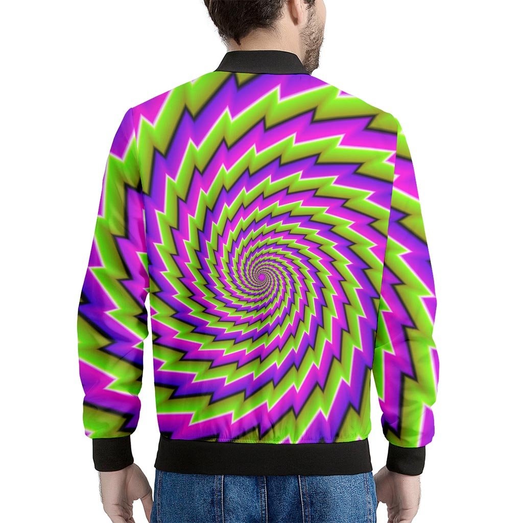 Green Twisted Moving Optical Illusion Men's Bomber Jacket