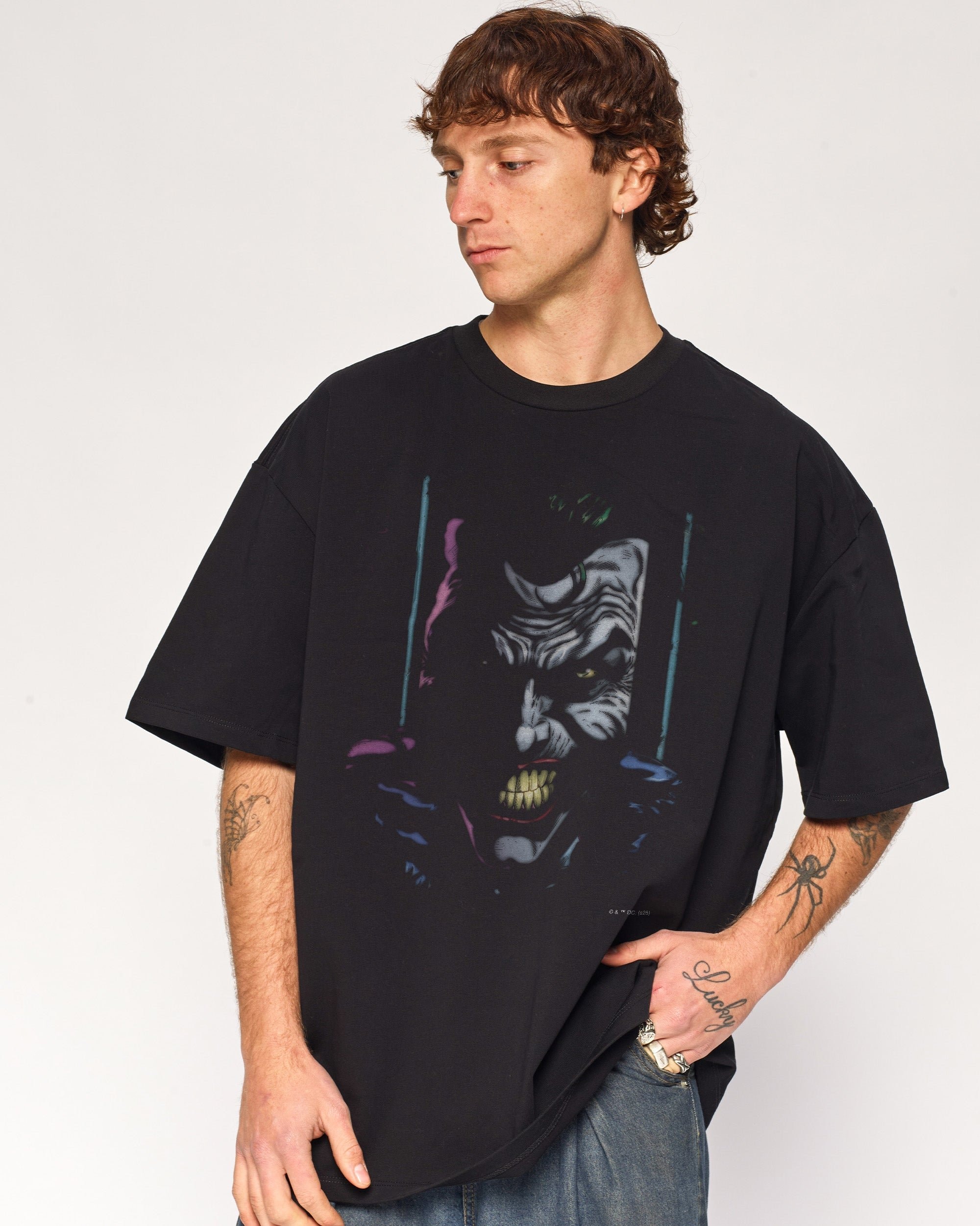 Joker Big Face Oversized T-Shirt DC Comics Unisex Graphic Tee 100% Combed Cotton 275gsm